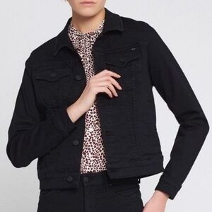 MOTHER pocket bruiser black distressed denim jacket large